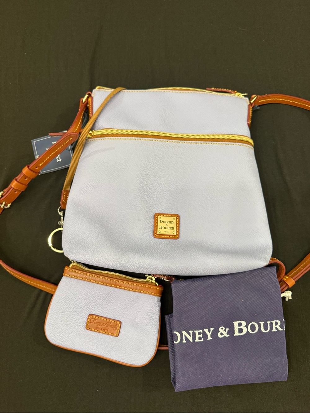 Dooney & Bourke Lavender Crossbody Bag with Tan Trim